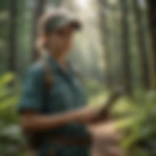 Youth participating in a conservation project in a lush forest setting