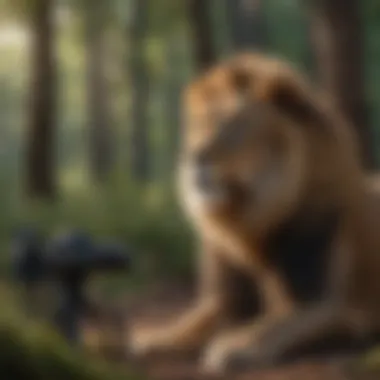 Zoologist Lion Study Zoologist studying behavior of lions in their natural habitat